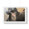 Chasing Shadows-Happy Dog Running — Framed Art Print