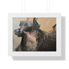Chasing Shadows-Happy Dog Running — Framed Art Print