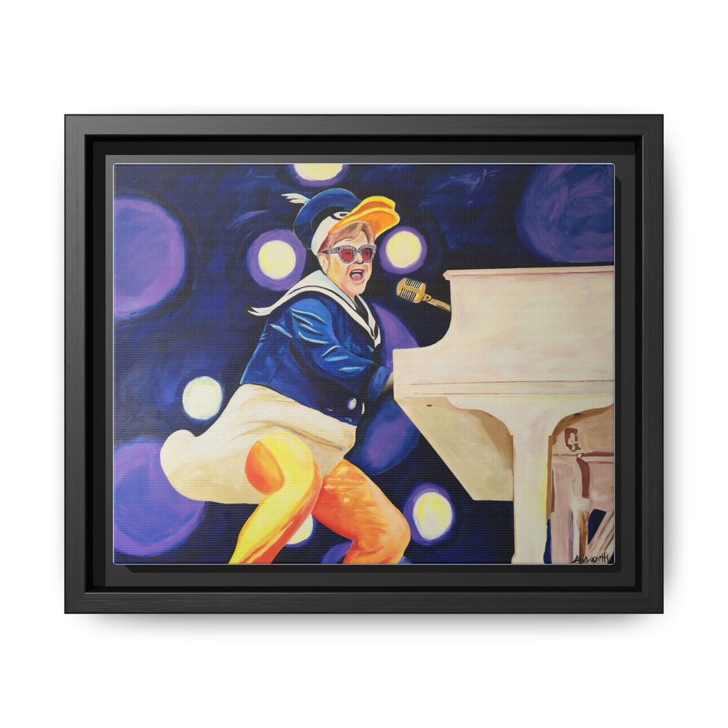 Rocket Quack. A Feathered Tribute to the King of Keys Framed Canvas