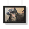 Chasing Shadows-Happy Dog Running — Framed Art Print