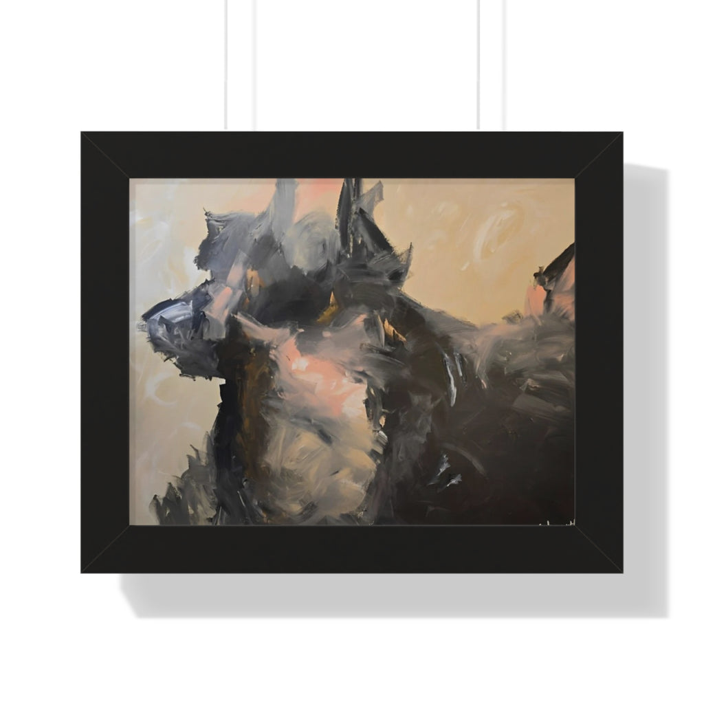 Chasing Shadows-Happy Dog Running — Framed Art Print
