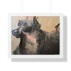 Chasing Shadows-Happy Dog Running — Framed Art Print