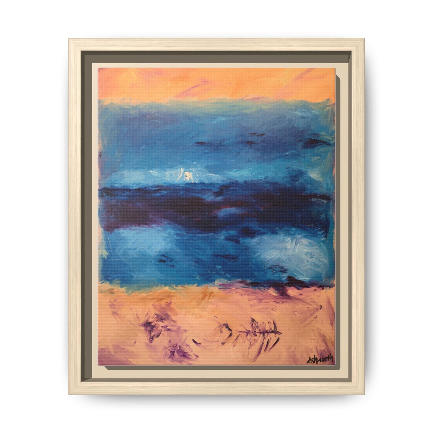 SeaFoam and Sand Framed Canvas Art