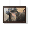 Chasing Shadows-Happy Dog Running — Framed Art Print