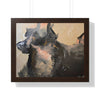 Chasing Shadows-Happy Dog Running — Framed Art Print