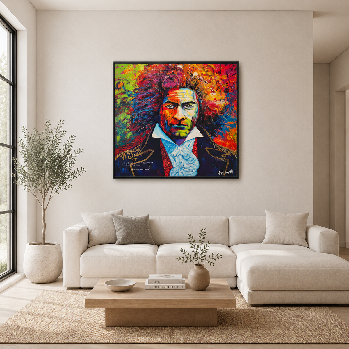 Beethoven Unbound Framed Canvas Art in a real space