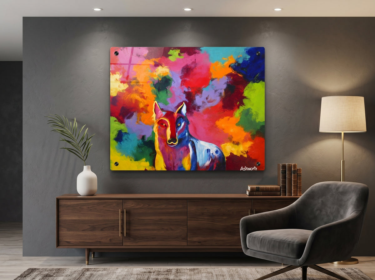 Eclipse of Gray (Gray Wolf Magnificence) — Acrylic Print in a real space