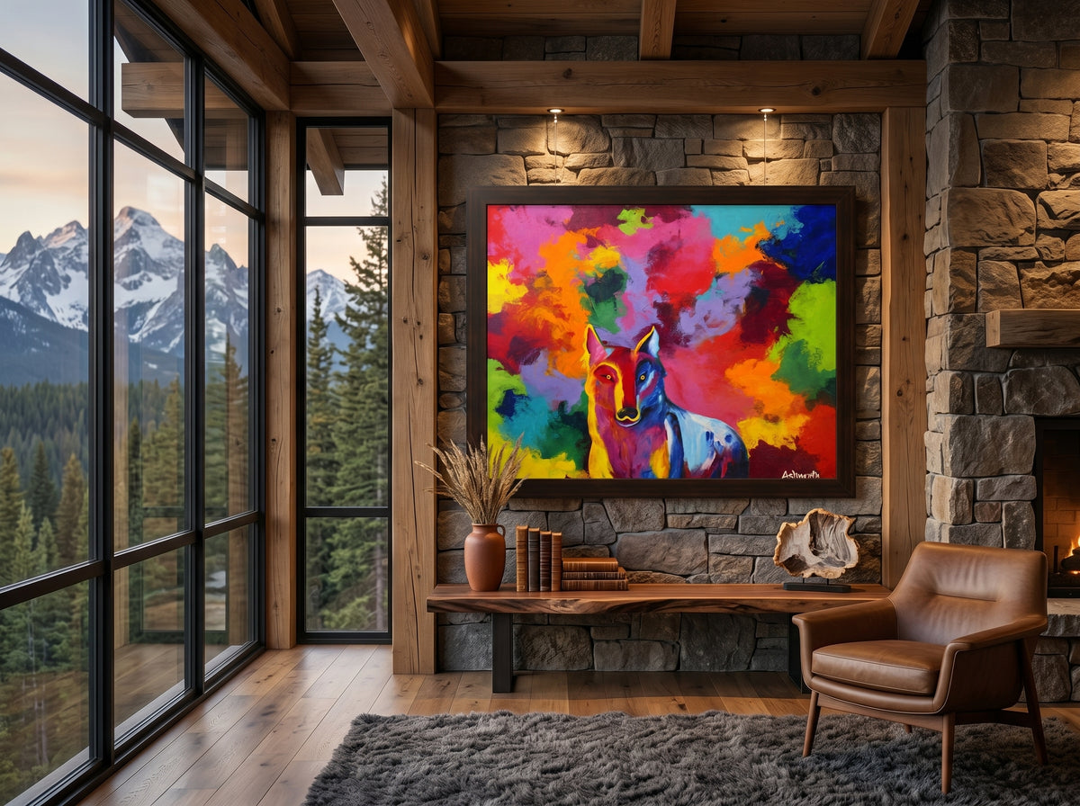 Eclipse of Gray (Gray Wolf Magnificence) — Framed Art Print in a real space