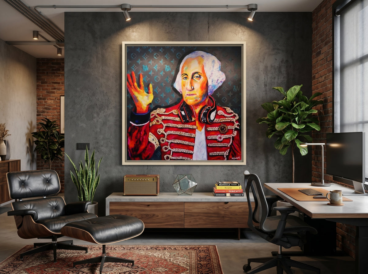 George Washington Rocks Framed Canvas Art in a real space