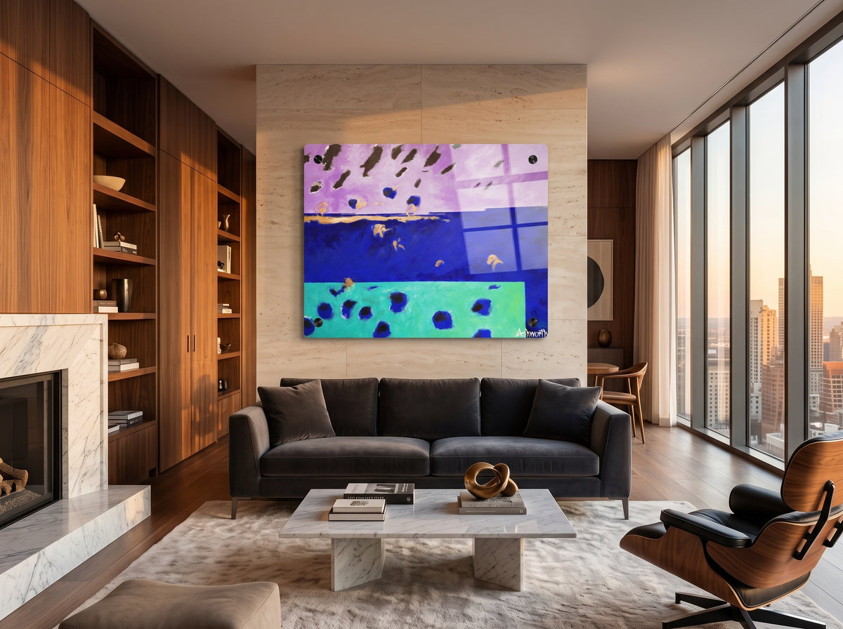 On the Lake Its Raining — Acrylic Print in a real space