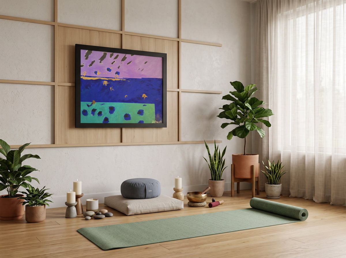 On the Lake Its Raining — Framed Art Print in a real space