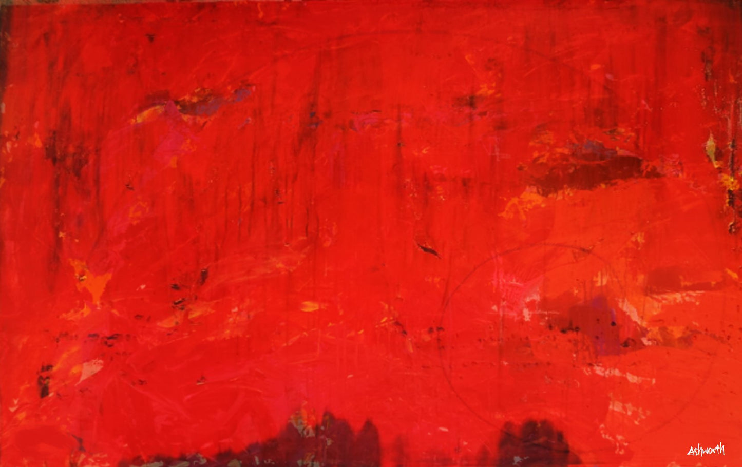 Flaming love. red abstract #5 -original art