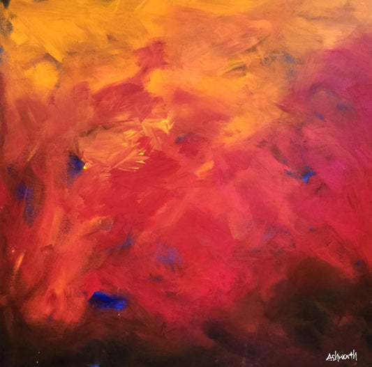 Passion's embrace - red abstract #3-original art