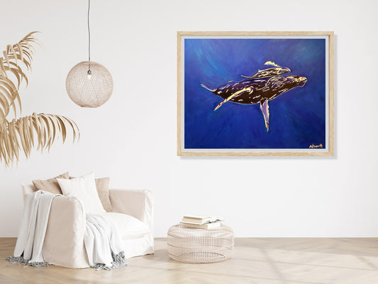 A mother and child reunion- humpback whales -print art