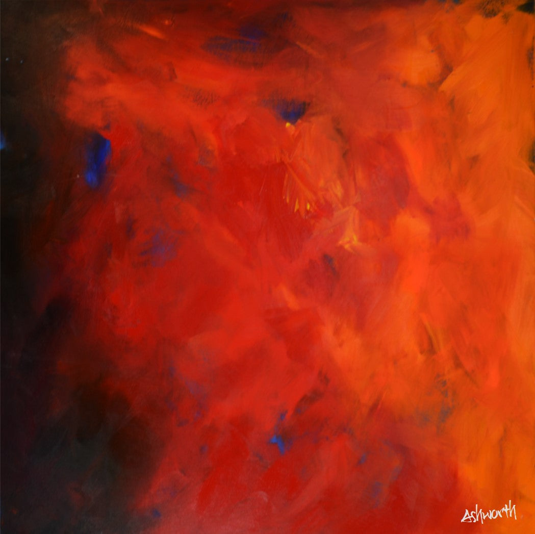 Red Abstract Painting 36 X 36, Love Paradox, Contemporary, Modern Art, Peter Ashworth Art