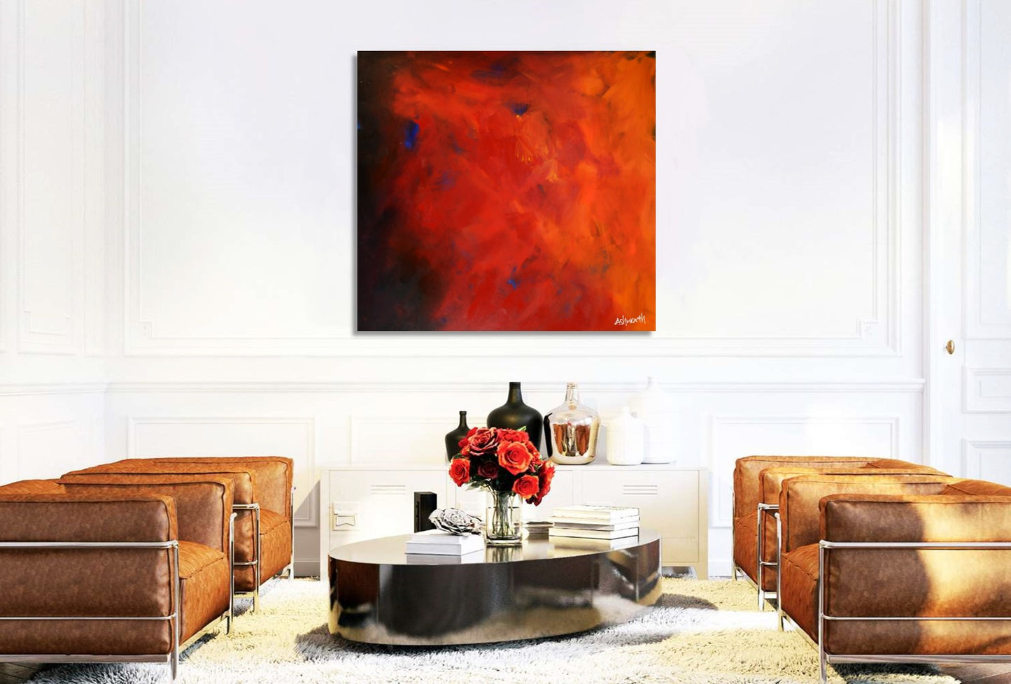 Red Abstract Painting 36 X 36, Love Paradox