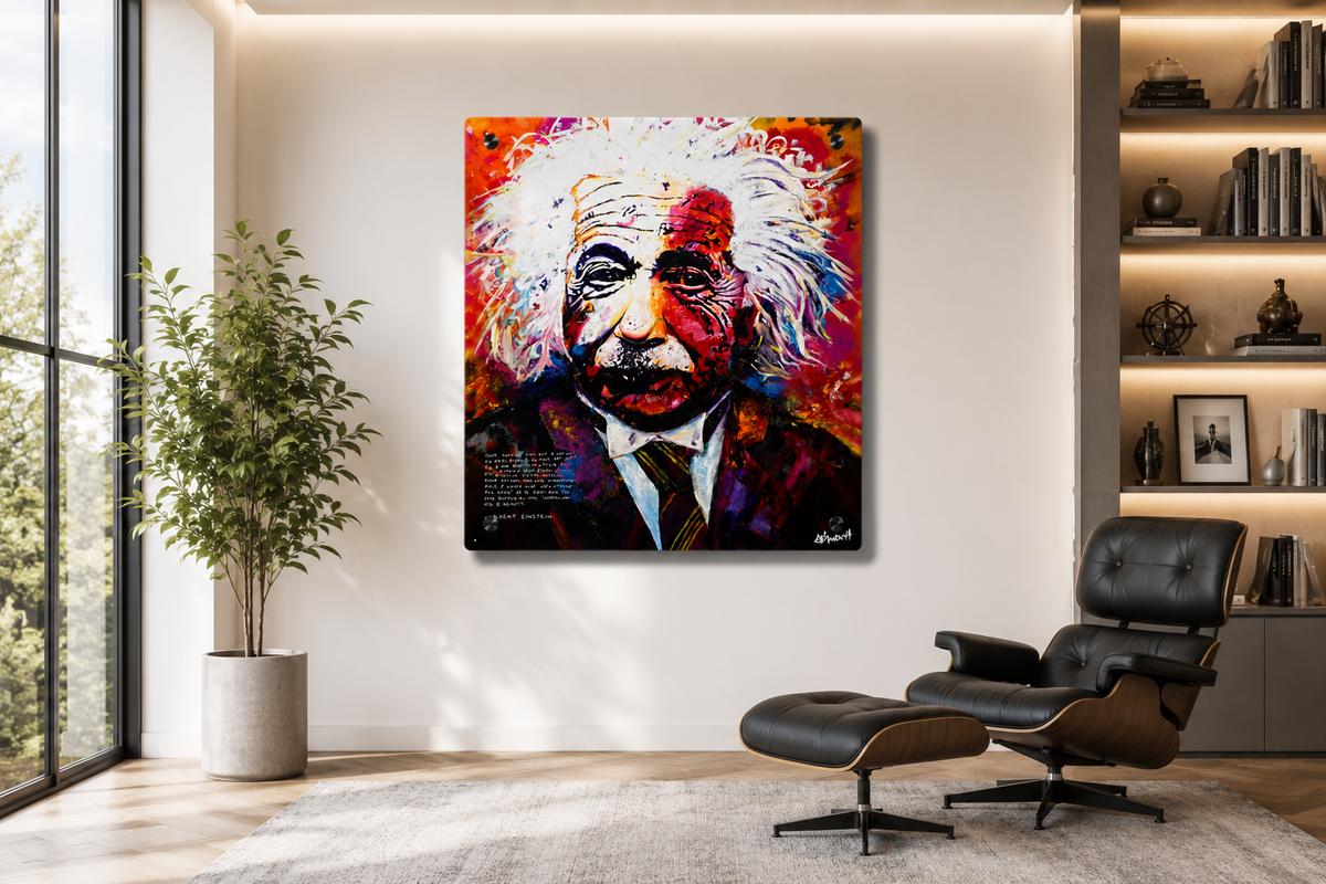 Quantum Genius Albert EInstein — Acrylic Print in a real space