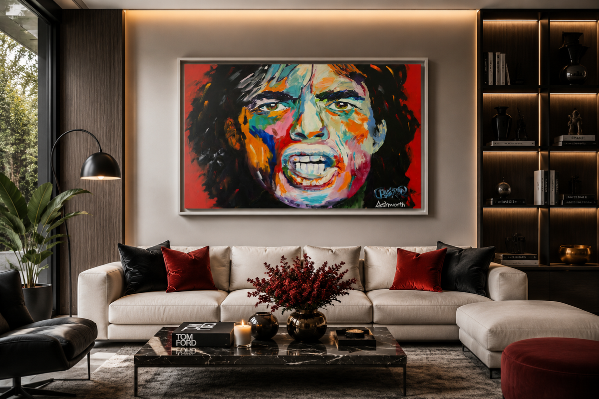 SIr Mick Straordinary Framed Canvas Art in a real space