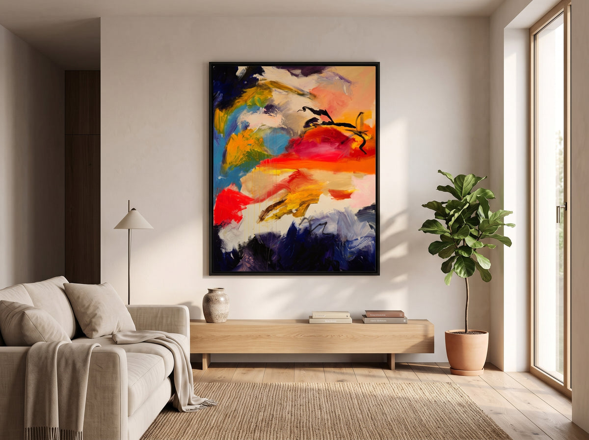 Saffron Rouge Framed Canvas Art in a real space