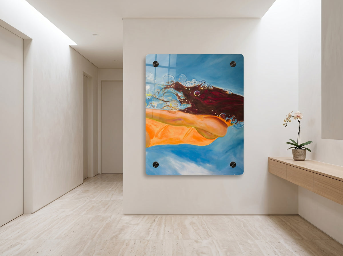 Swimmer Girl #1 — Acrylic Print in a real space