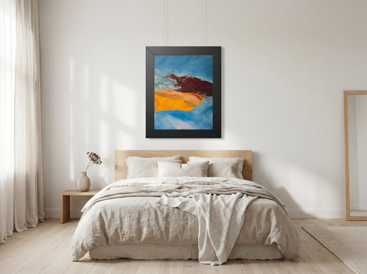 Swimmer Girl #1 — Framed Art Print in a real space
