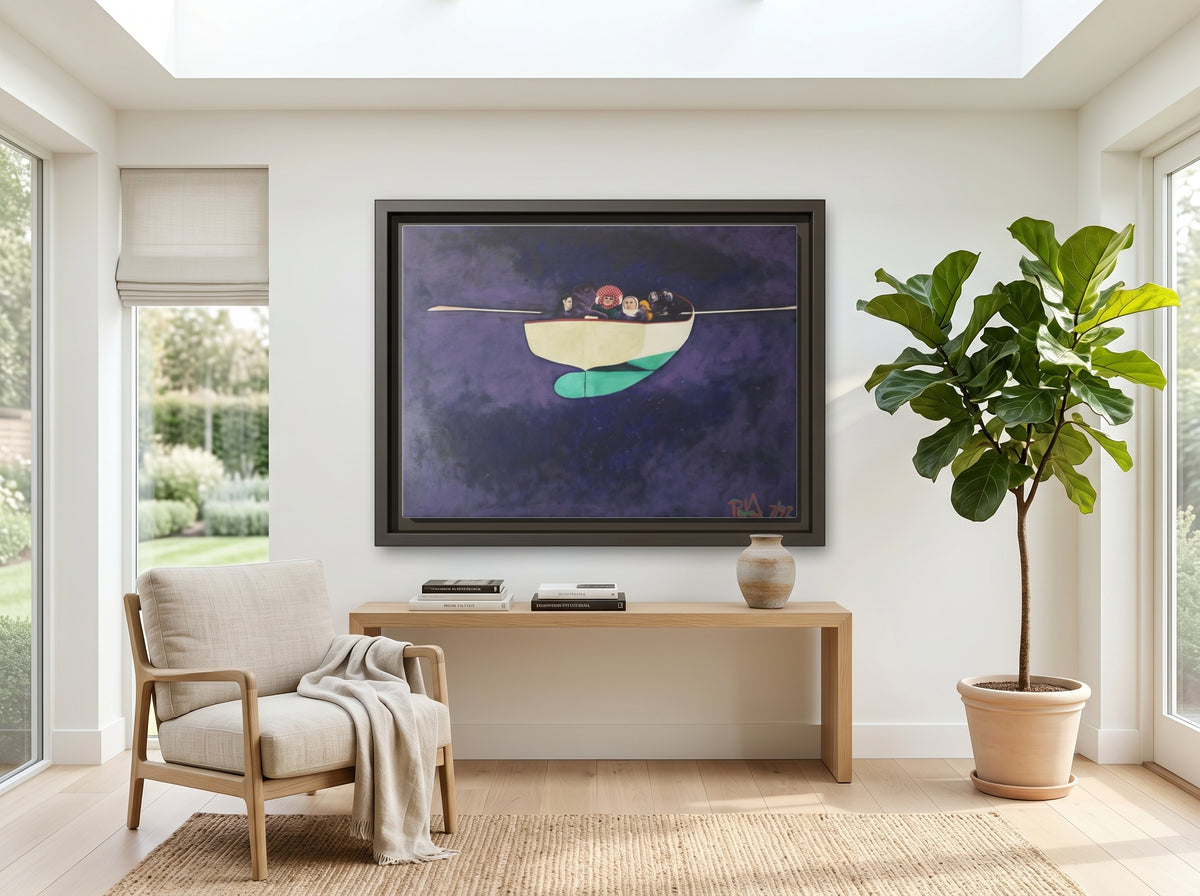 Voyagers Between Worlds (The Dream) Framed Canvas Art in a real space