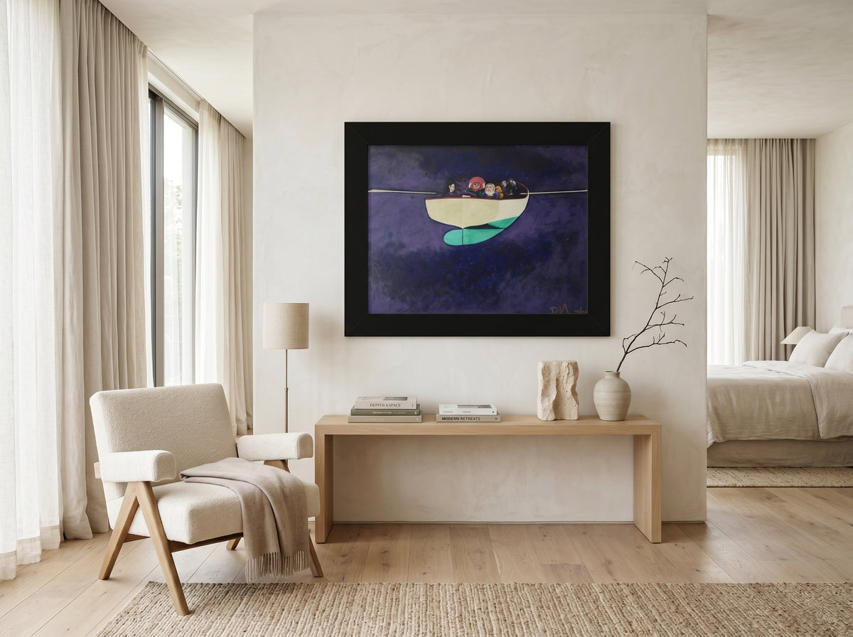 Voyagers Between Worlds (The Dream) — Framed Art Print in a real space