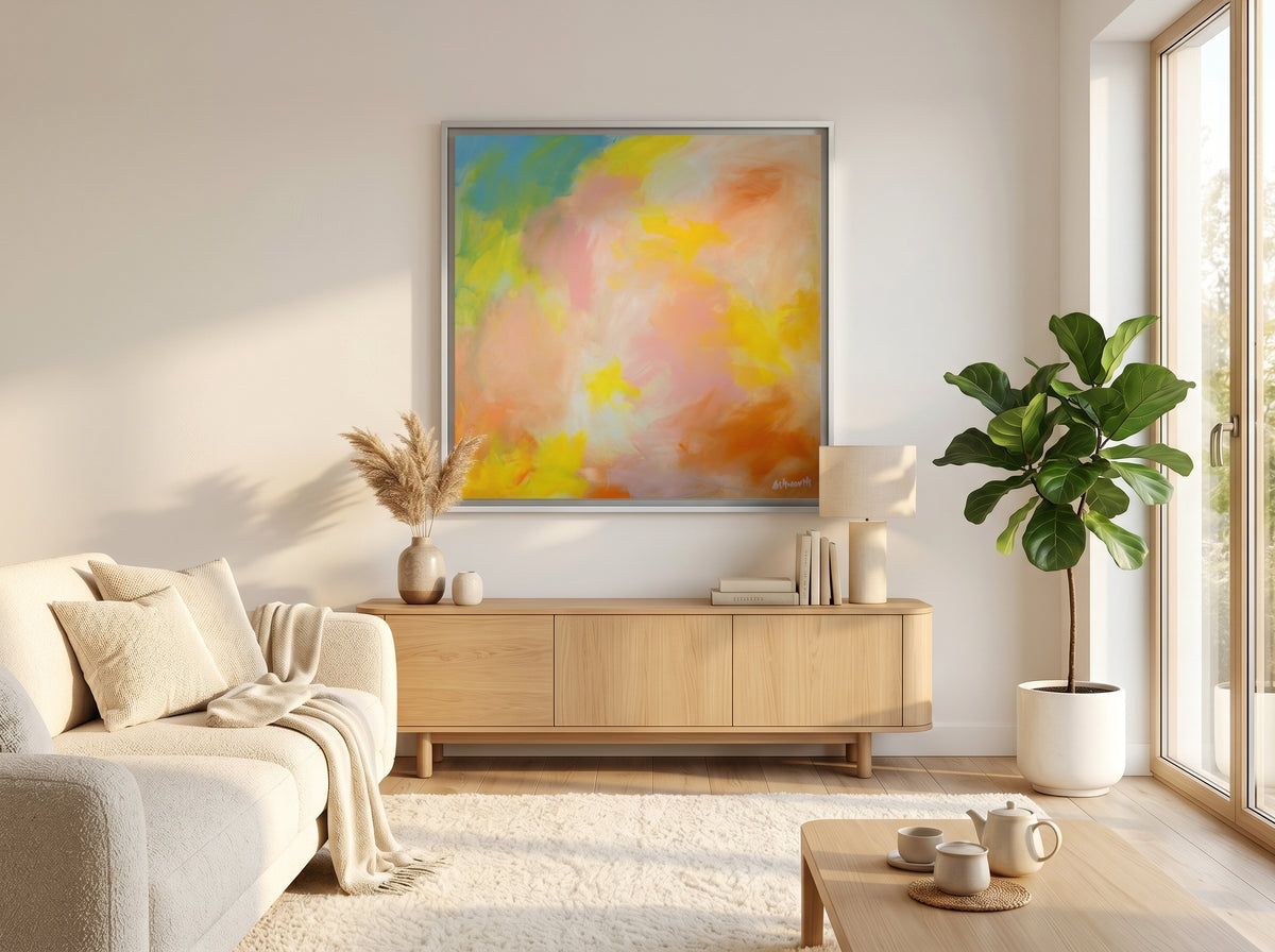 Where The Light Lingers Framed Canvas Art in a real space