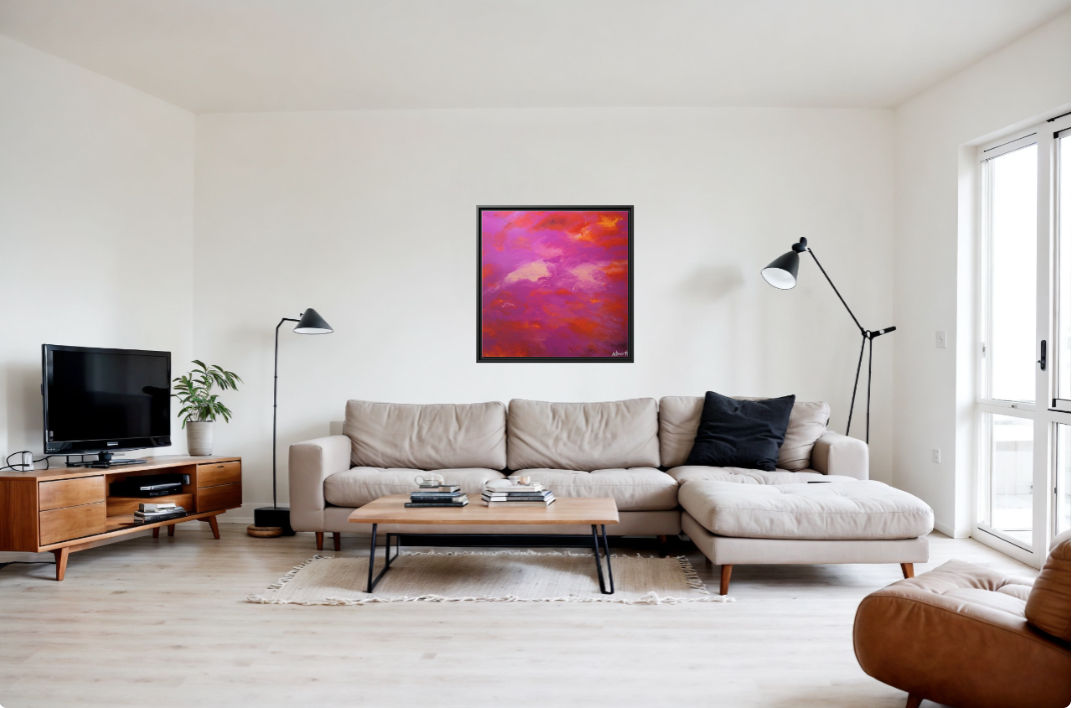 Crimson And Rose — Canvas Art Print in a real space