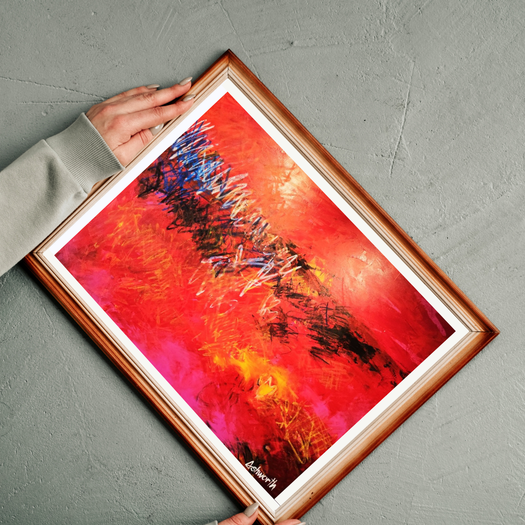 Scarlet divide-print art