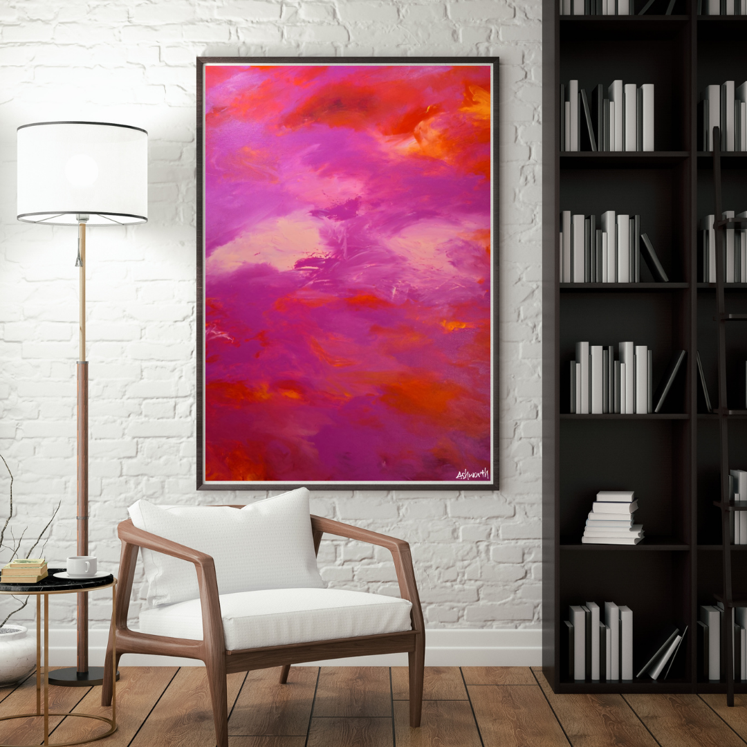 Pink + red abstract: boldness with a touch of elegance-print art