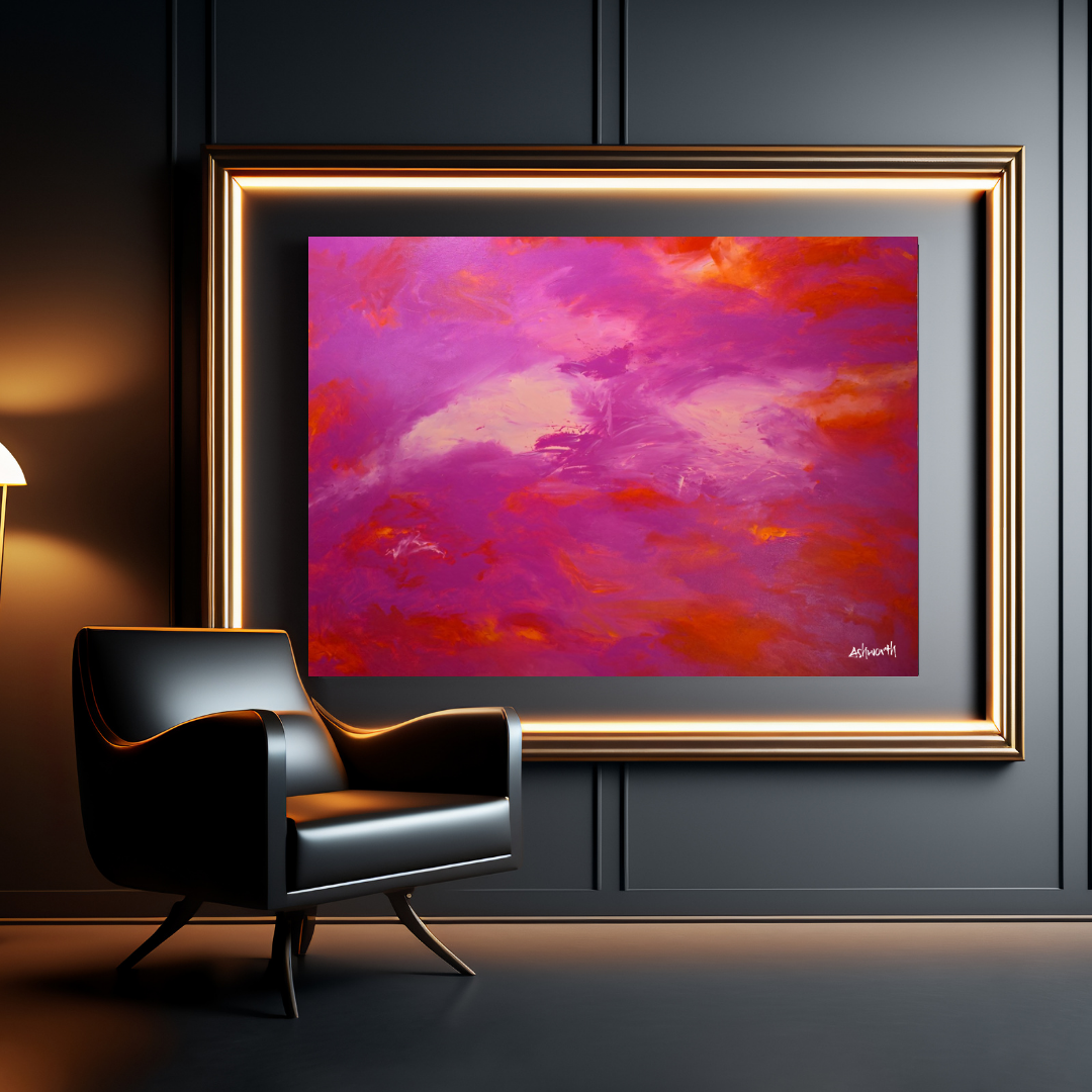 Pink + red abstract: boldness with a touch of elegance-print art