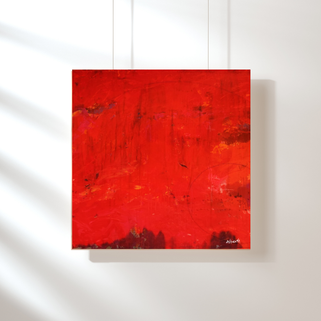 Flaming love. red abstract #5-print art