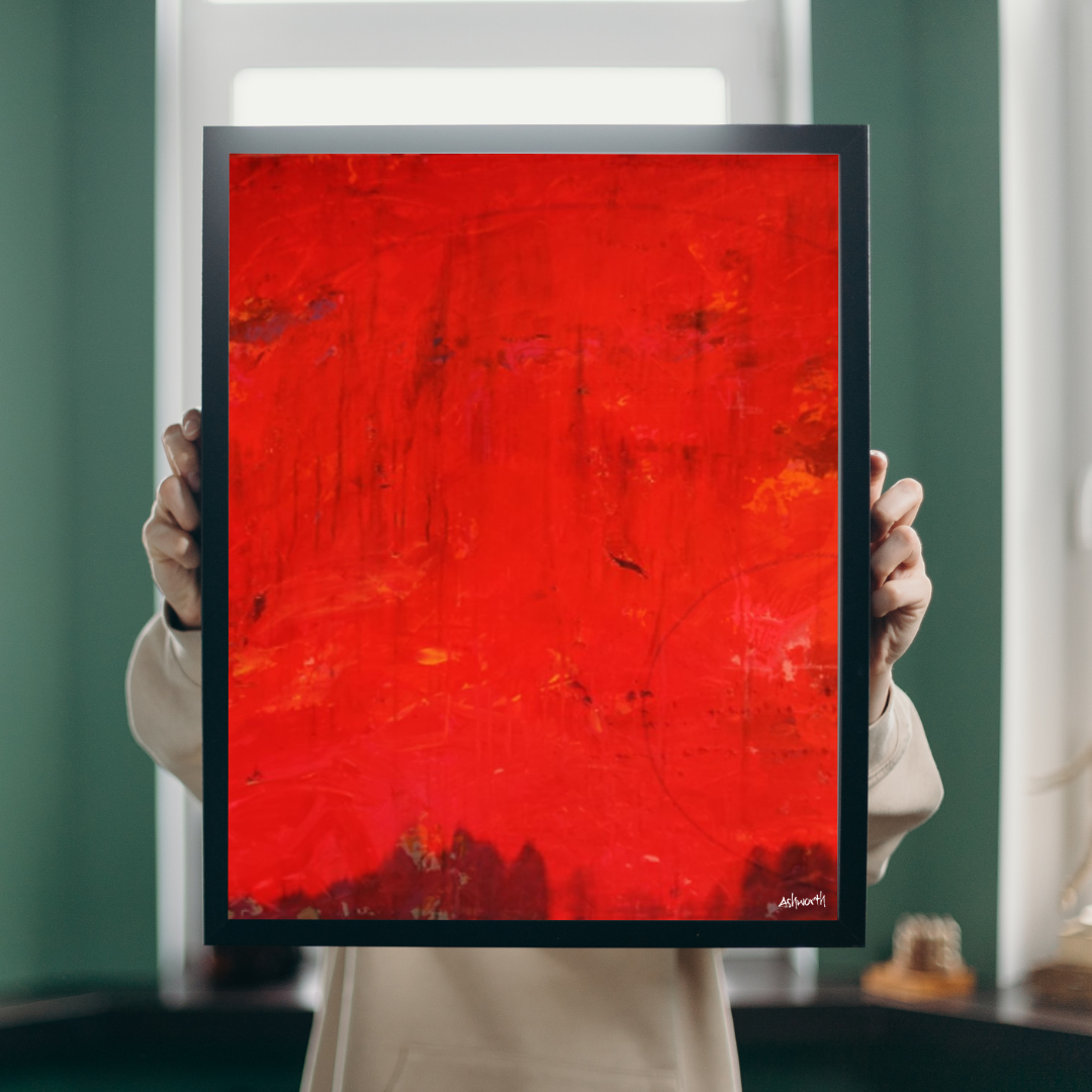 Flaming love. red abstract #5-print art